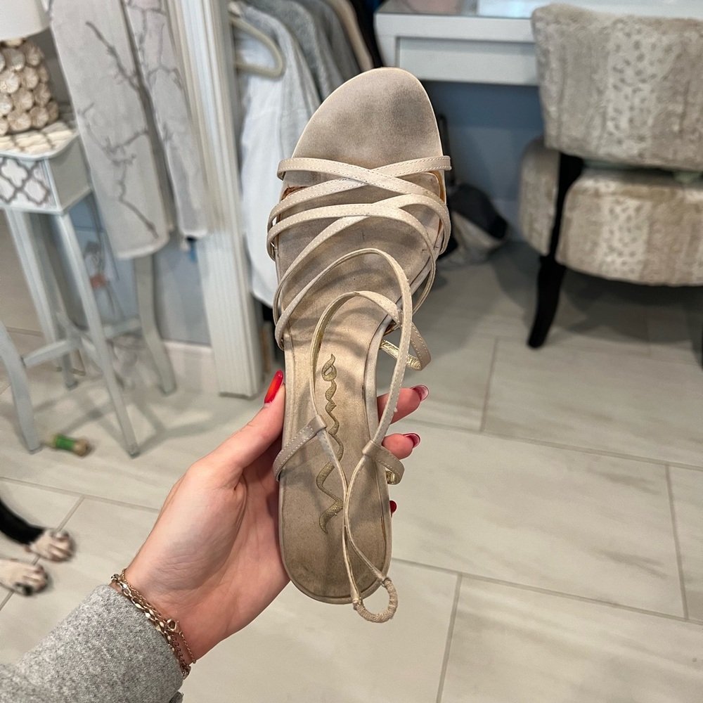 Nina Cream Strappy Heels with Slingback Design - Picture 2 of 4